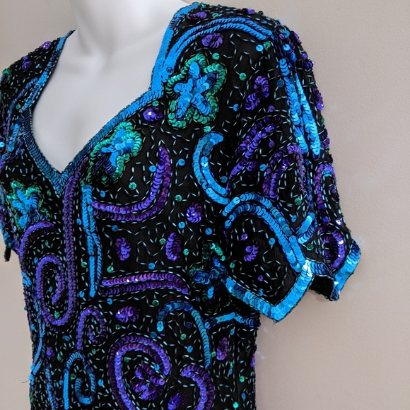 Laurence Kazar New York Silk Siquence Dress - Picture 2 of 10